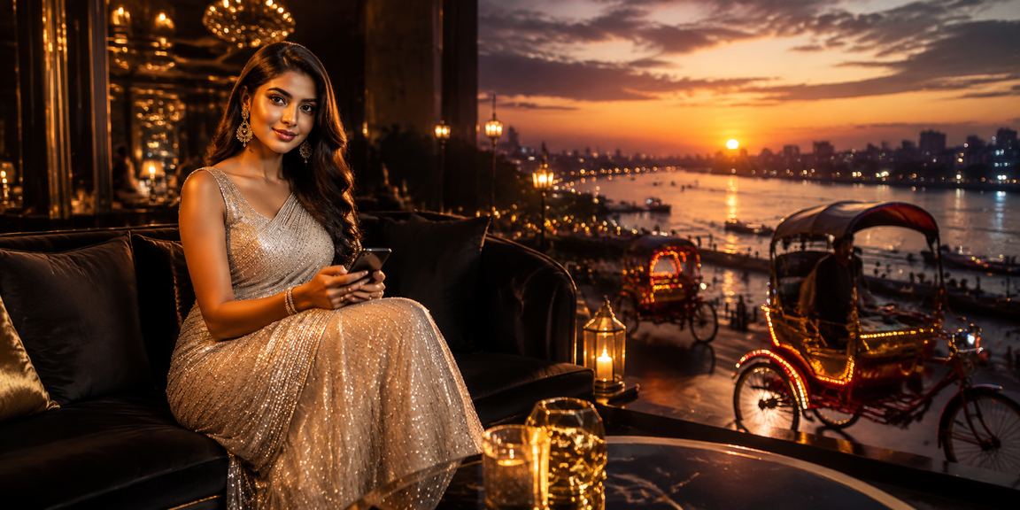 Bangladeshi woman using mobile payment in Dhaka